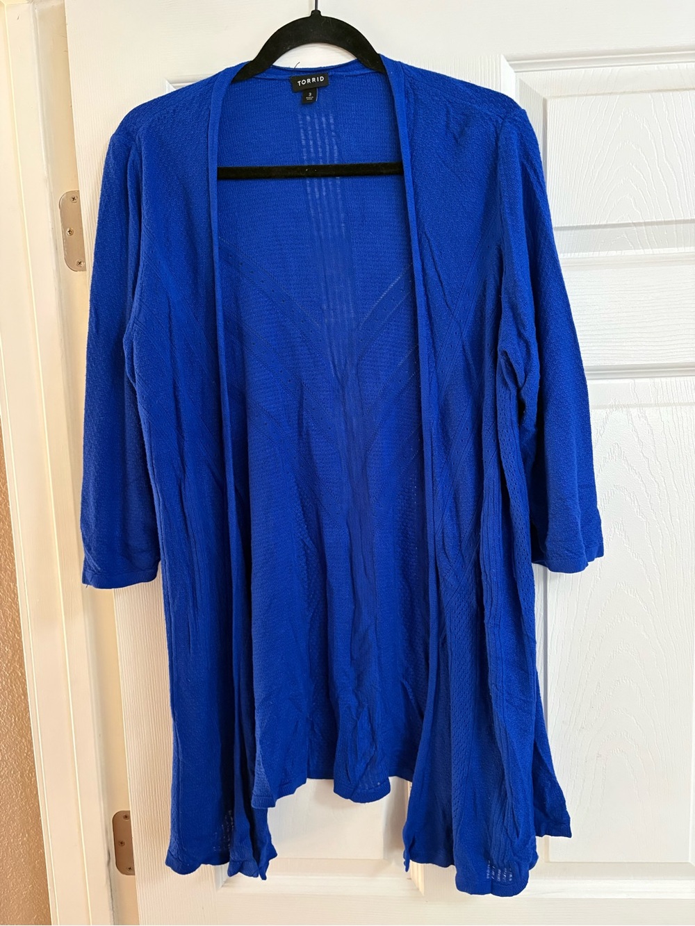 Torrid open front knit cardigan 3/4 sleeves royal blue fall 3X